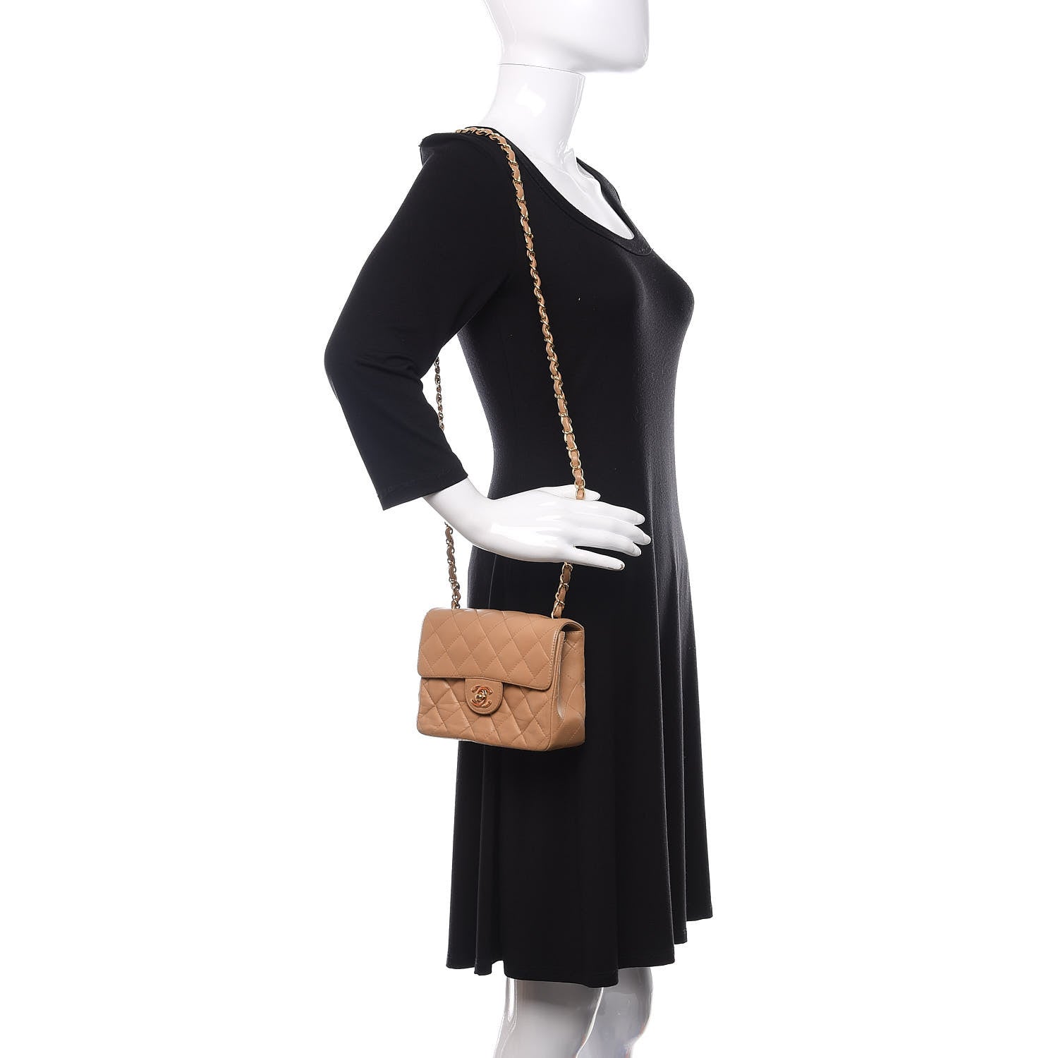 Chanel Lambskin Quilted Mini Square Flap Beige 2 of 11