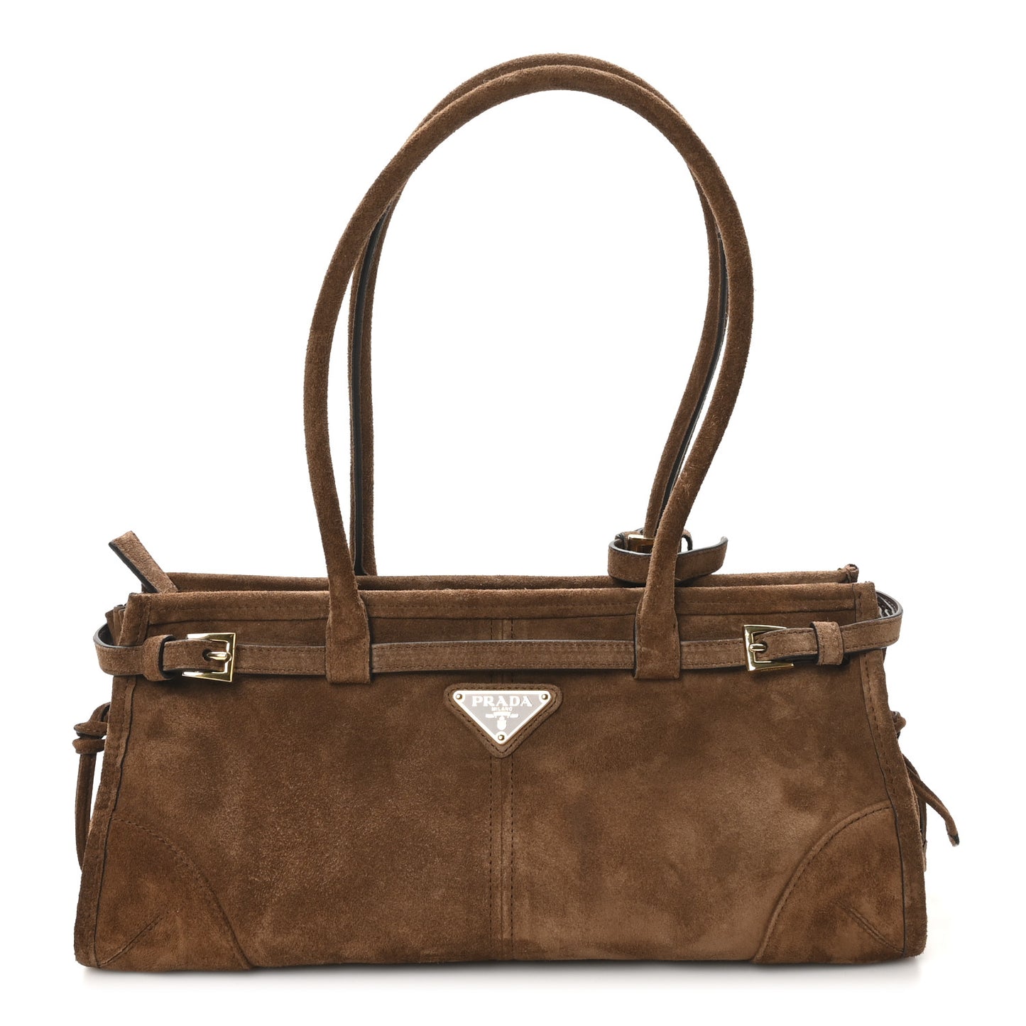 Suede Triangle Medium Bonnie Shoulder Bag Cacao