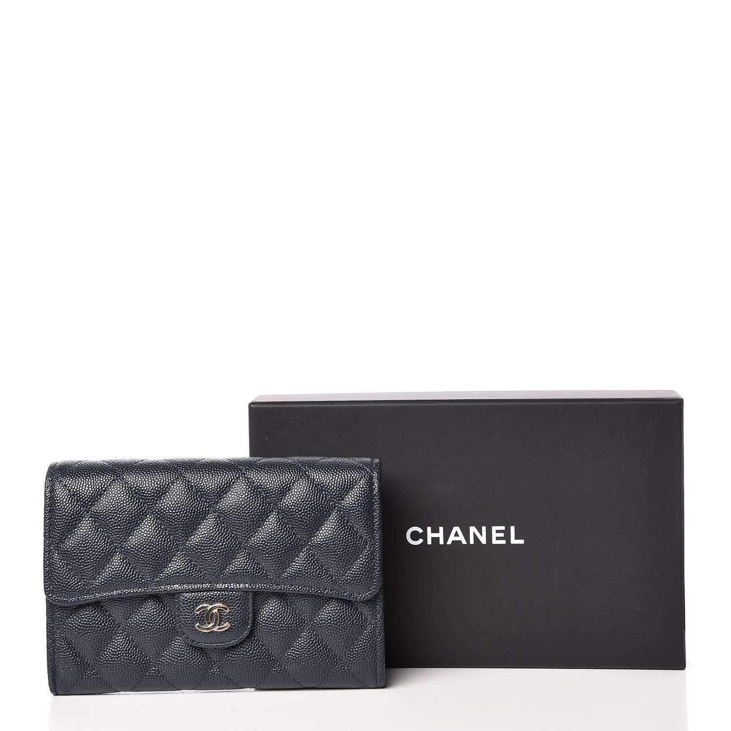 Chanel Caviar Quilted Medium Flap Wallet Navy 9 of 9