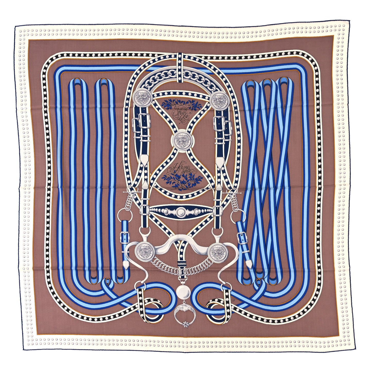 Silk Cashmere Grand Tralala Shawl 140 Brown Blue