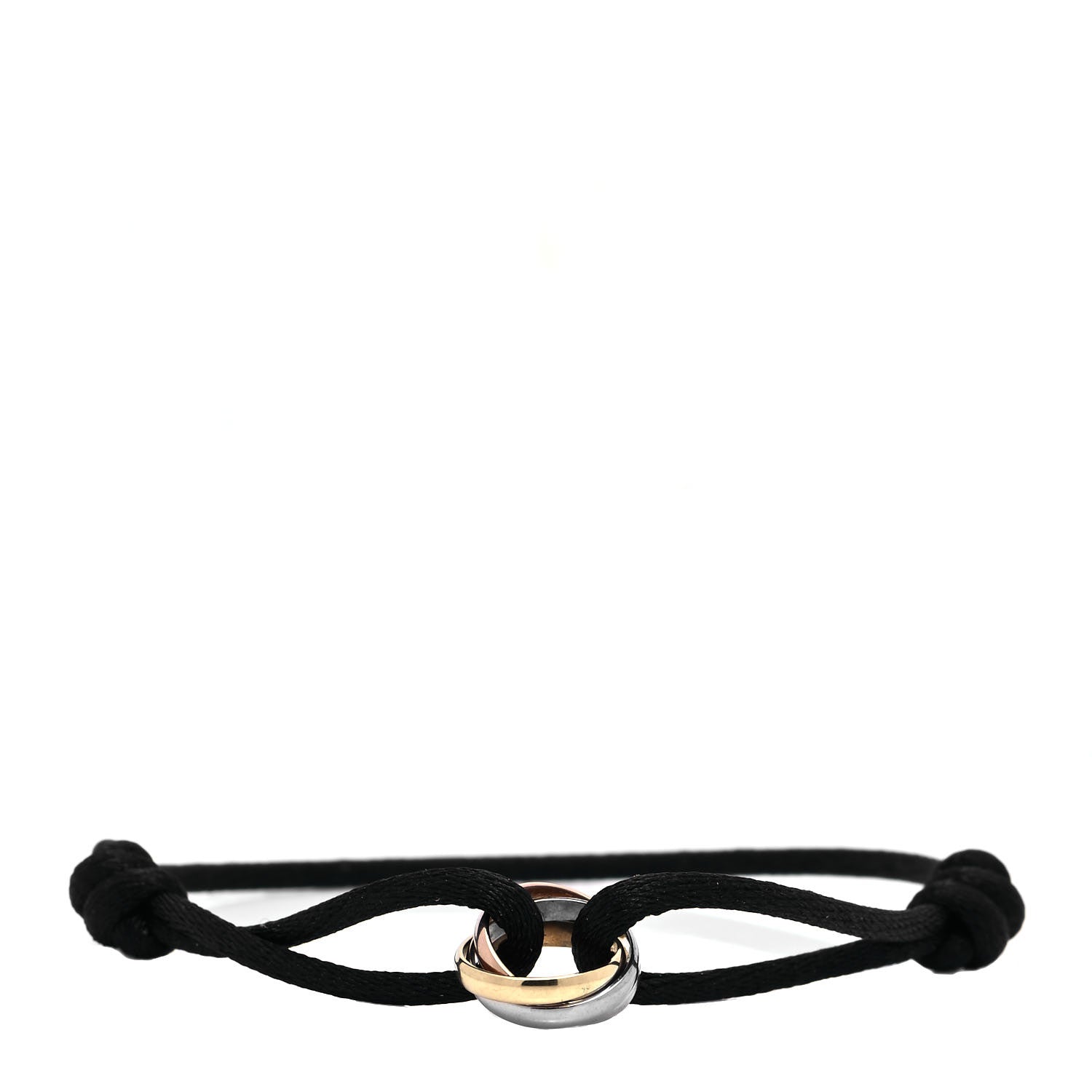 Cartier 18K Pink Yellow White Gold Trinity Adjustable Cord Bracelet Black 1 of 7