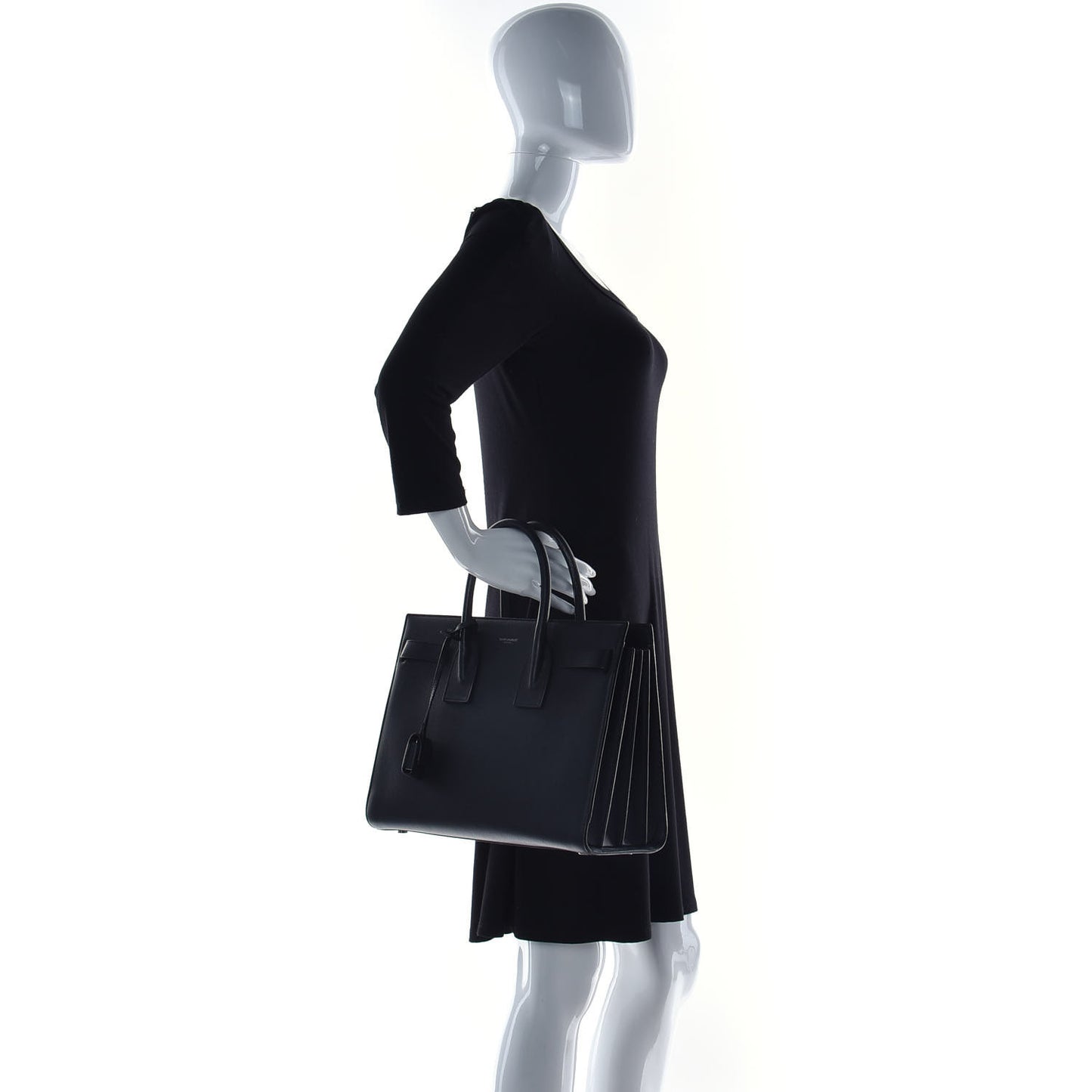 Grained Calfskin Small Sac De Jour Black