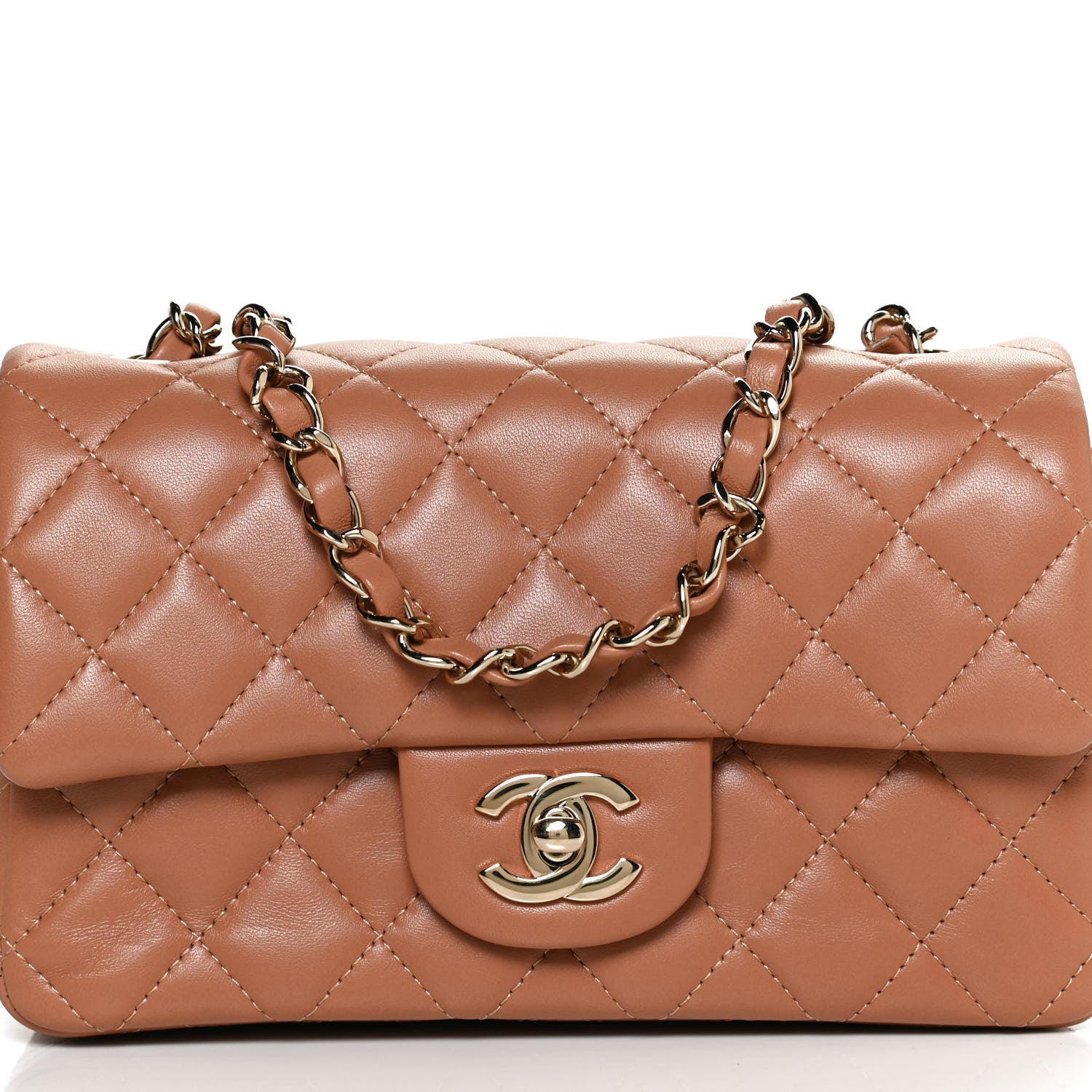 Chanel Lambskin Quilted Mini Rectangular Flap Brown 7 of 10