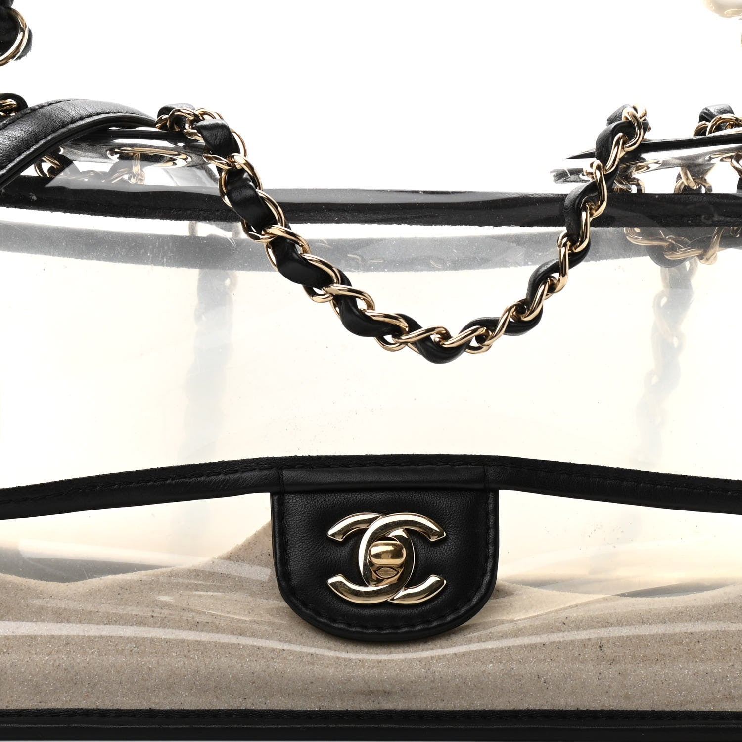 Chanel Lambskin PVC Sand By The Sea Flap With Pearl Strap Black 8 of 10