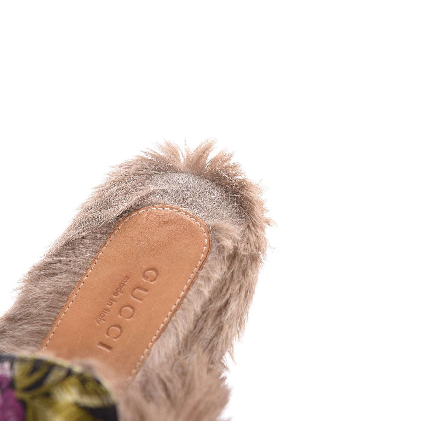 Jacquard Fur Floral Embroidered Womens Princetown Slippers 38.5 Black Multicolor