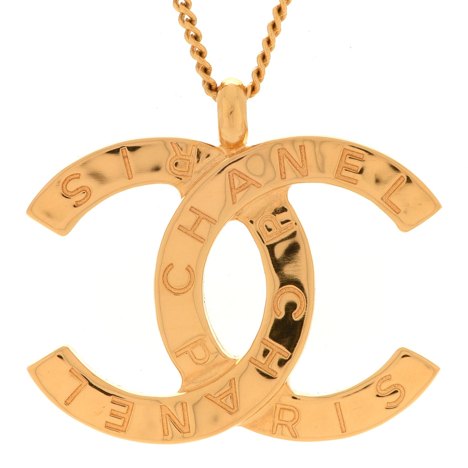 Chanel Metal CC Paris Button Necklace Gold 4 of 6
