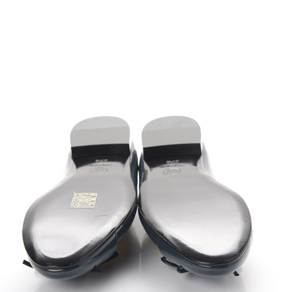 Chanel Patent CC Cap Toe Ballerina Flats 37.5 Dark Blue 5 of 10