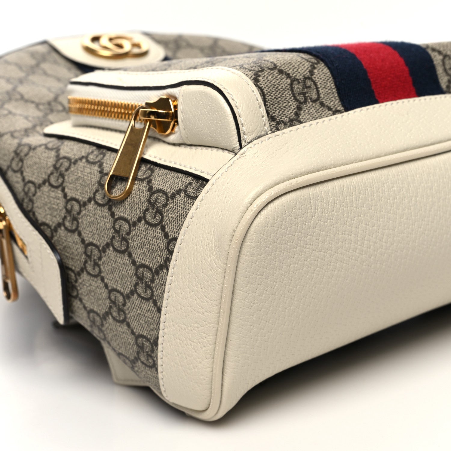 Gucci GG Supreme Monogram Textured Calfskin Web Small Ophidia Day Backpack Beige Ebony Mystic White 10 of 11