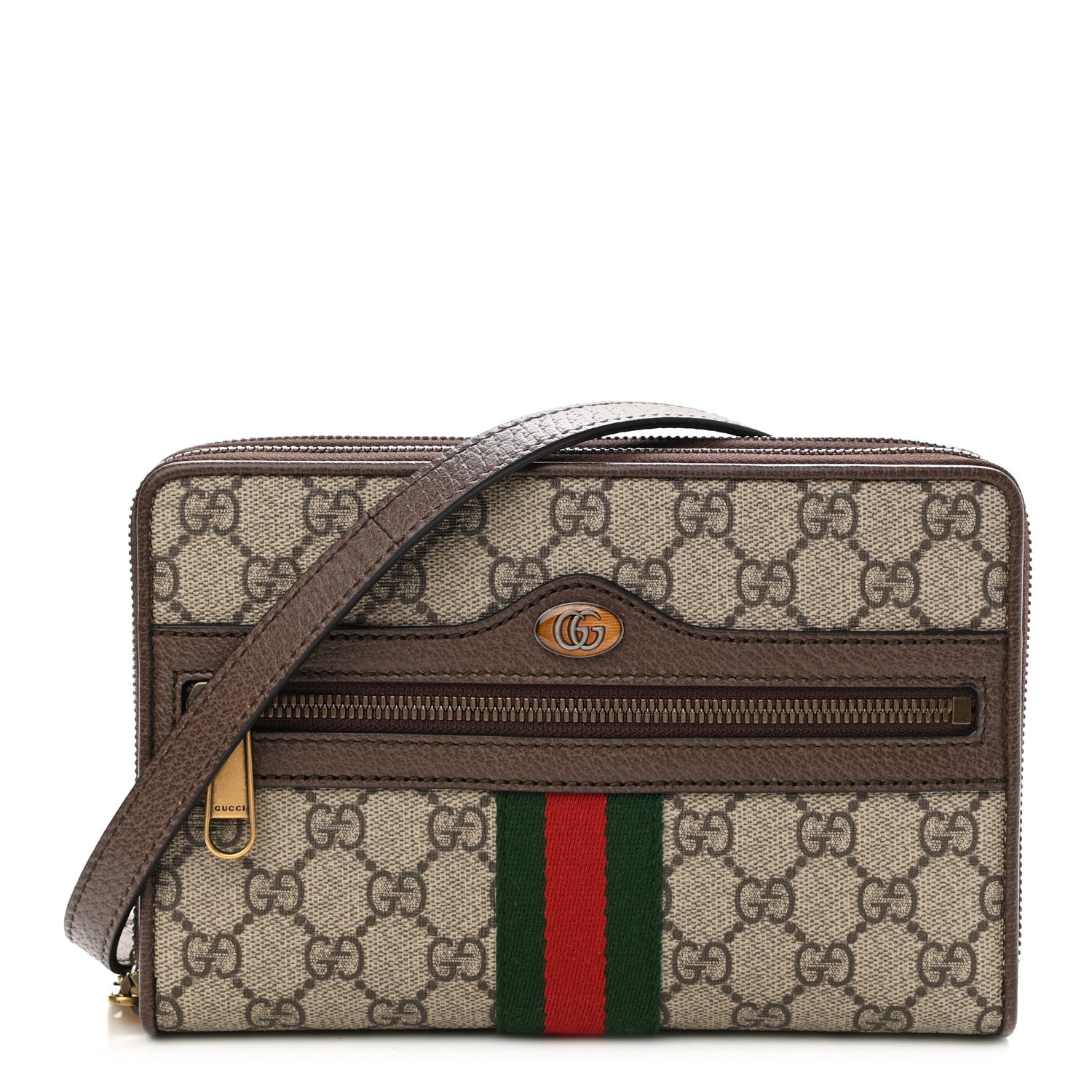 Gucci GG Supreme Monogram Web Ophidia Double Zip Shoulder Bag Beige New Acero 1 of 10