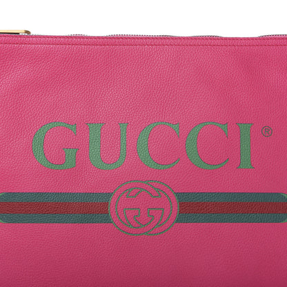 Gucci Pebbled Calfskin Medium Logo Portfolio Clutch Box Pink Green 8 of 8