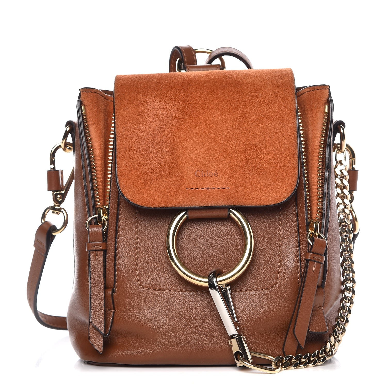 Chloe Suede Calfskin Mini Faye Backpack Tan 1 of 8