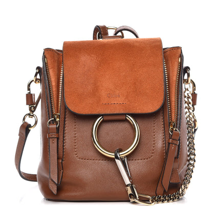 Chloe Suede Calfskin Mini Faye Backpack Tan 1 of 8