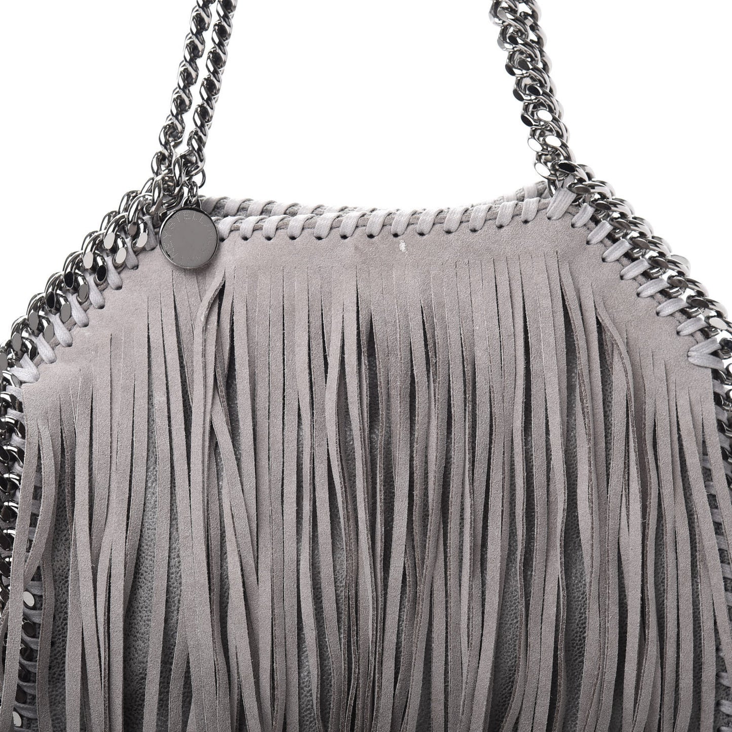 Shaggy Deer Fringe Mini Falabella Tote Grey