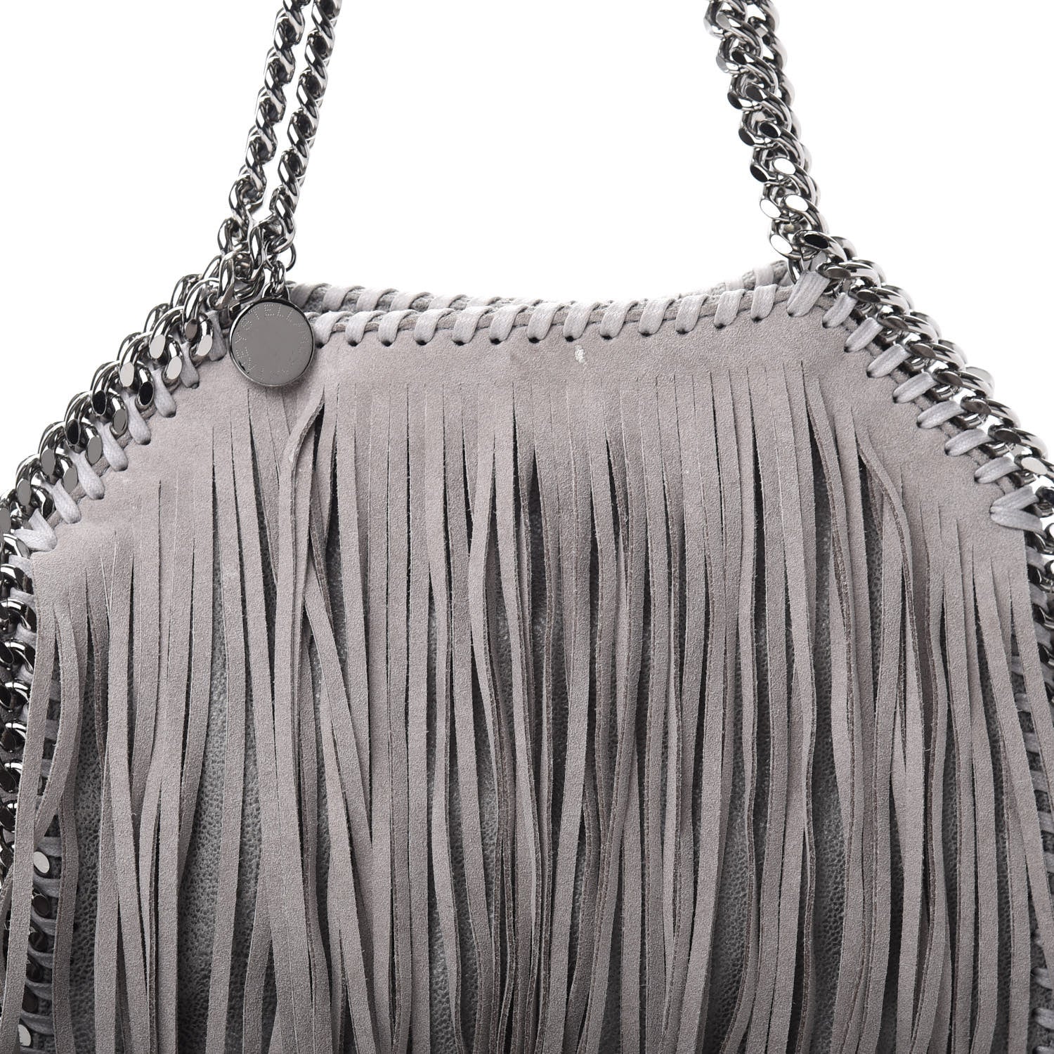Stella McCartney Shaggy Deer Fringe Mini Falabella Tote Grey 8 of 11