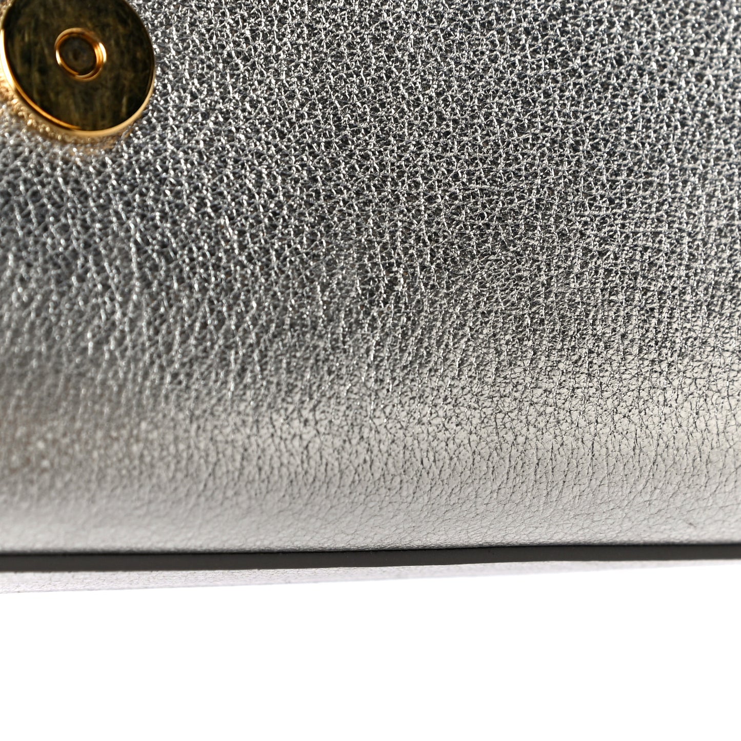 Textured Metallic Calfskin Classic Monogram Cassandre Clutch Silver