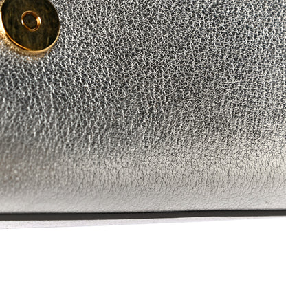 Saint Laurent Textured Metallic Calfskin Classic Monogram Cassandre Clutch Silver 16 of 17