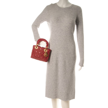 Christian Dior Lambskin Studded Mini Supple Lady Dior Red 2 of 7