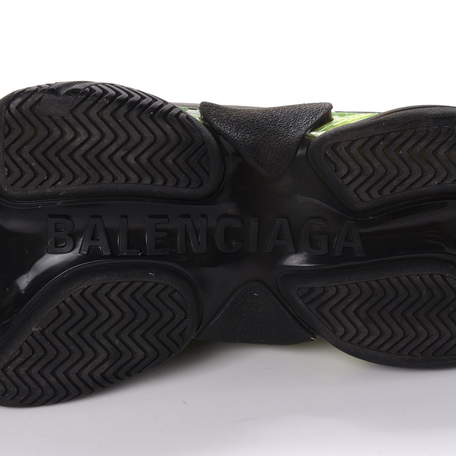 Balenciaga Fabric Mesh Clear Sole Mens Triple S Sneakers 42 Black Yellow Fluo 8 of 8