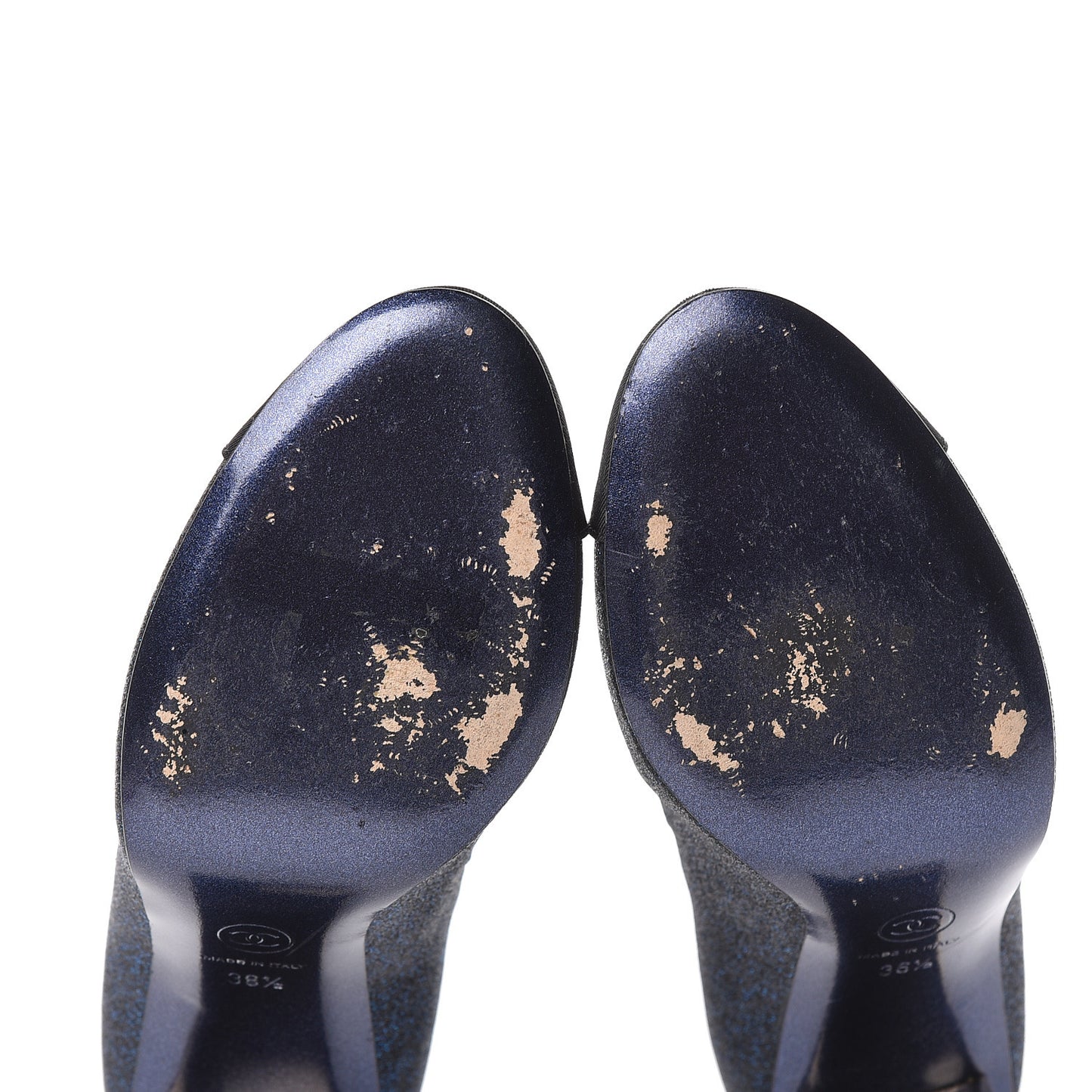 Glitter Grosgrain Cap Toe Logo Pumps 36.5 Blue