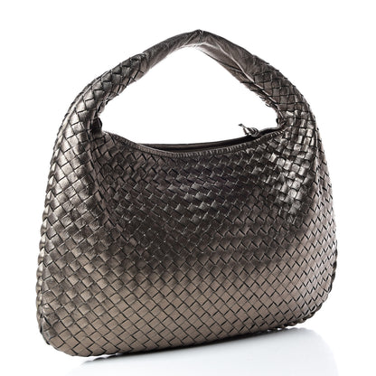 Bottega Veneta Metallic Grosgrain Intrecciato Medium Veneta Hobo Pewter 3 of 11