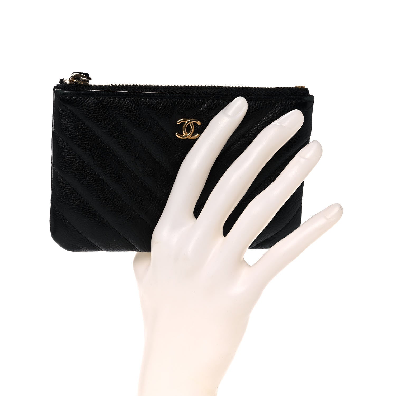 Chanel Crumpled Calfskin Chevron Quilted Small Cosmetic Case Black 2 of 11