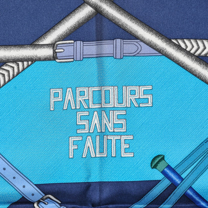 Hermes Silk Parcours Sans Faute Scarf 90 Ardoise Bleu Lagon Mauve 3 of 6