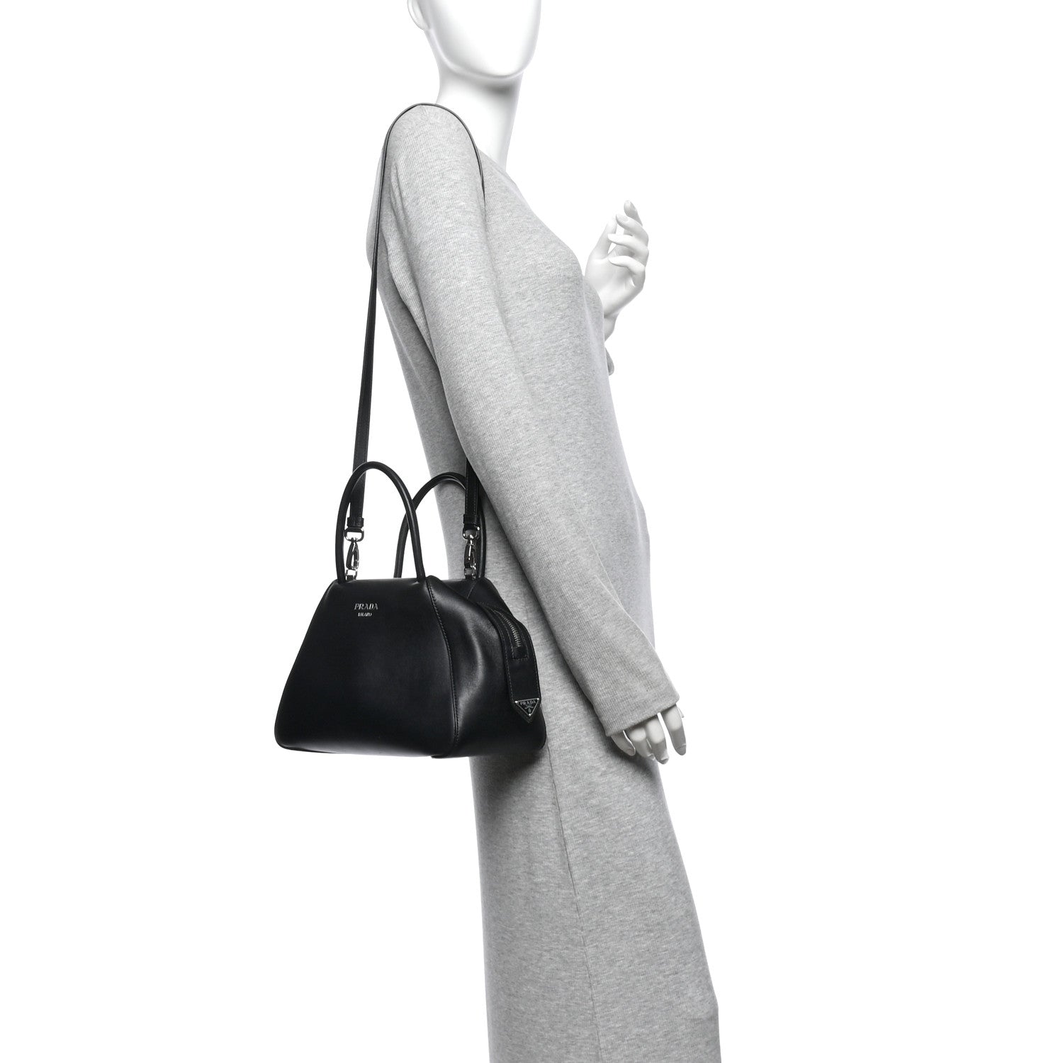 Prada Softy Calfskin Small Supernova Handbag Black 2 of 10