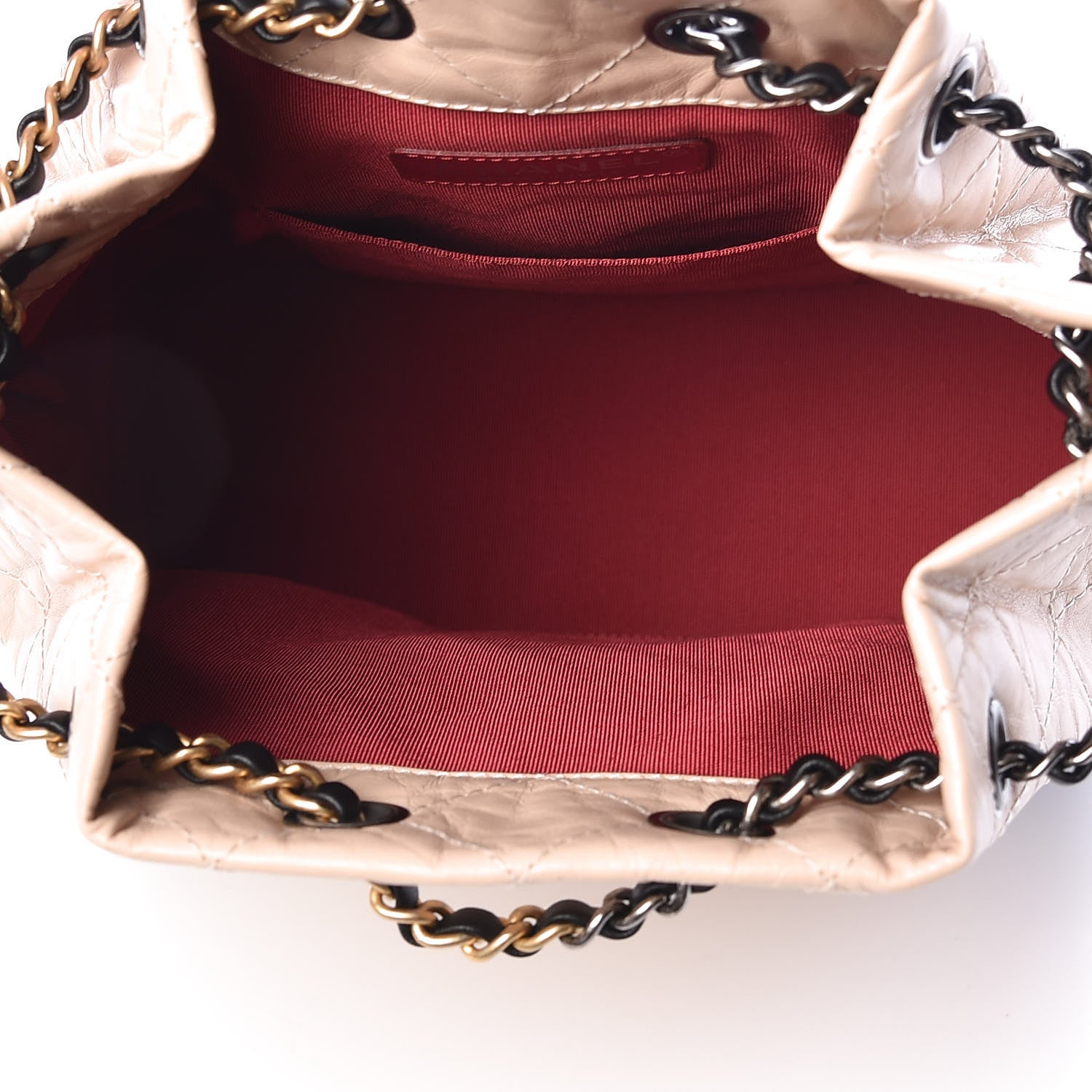 Chanel Aged Calfskin Quilted Small Gabrielle Backpack Beige Black 8 of 11