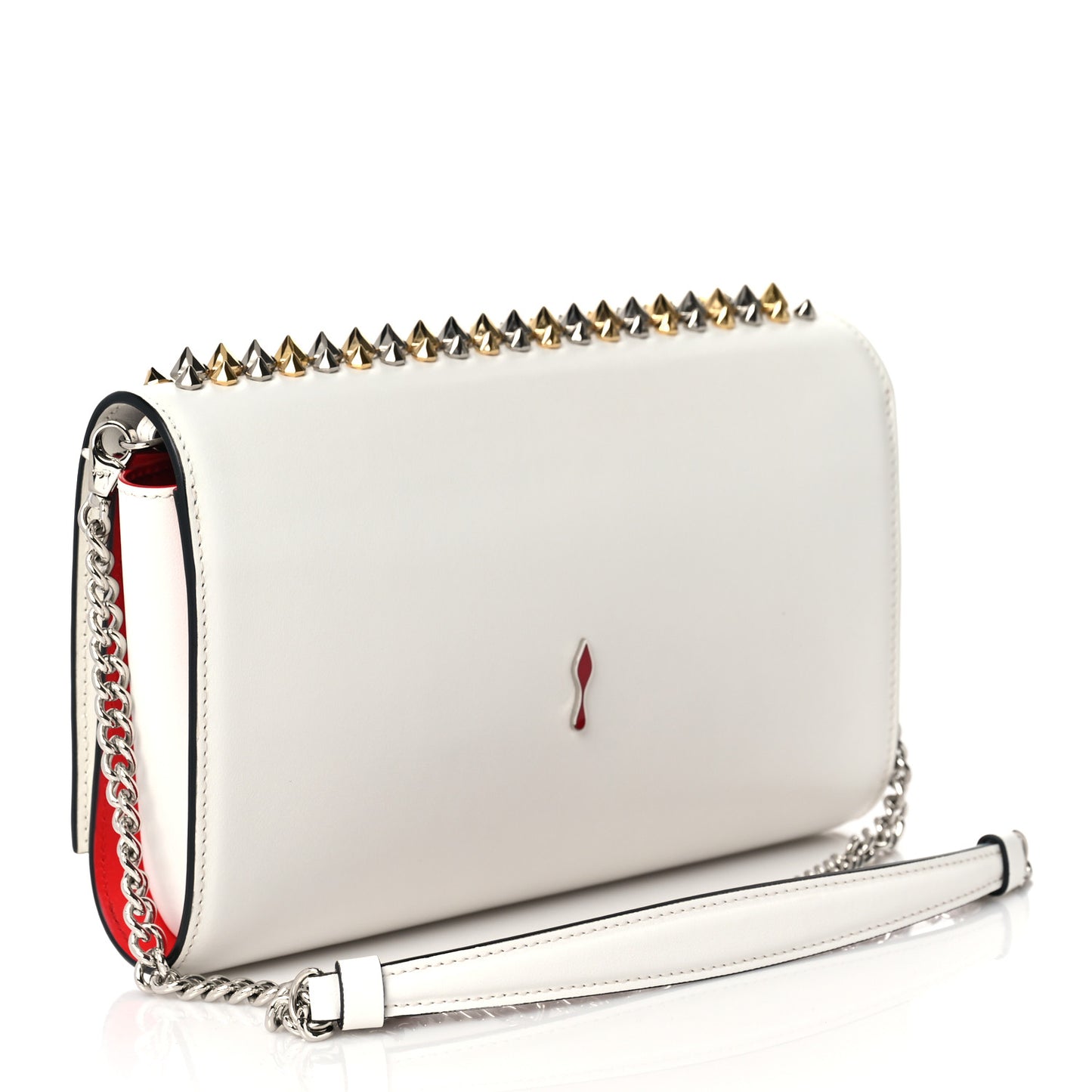 Calfskin Spikes Paloma Clutch Snow