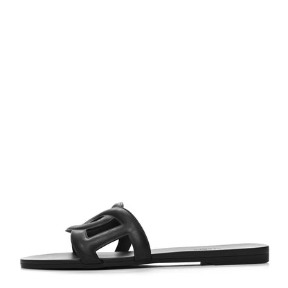 Hermes Rubber Aloha Sandals 40 Black 1 of 8