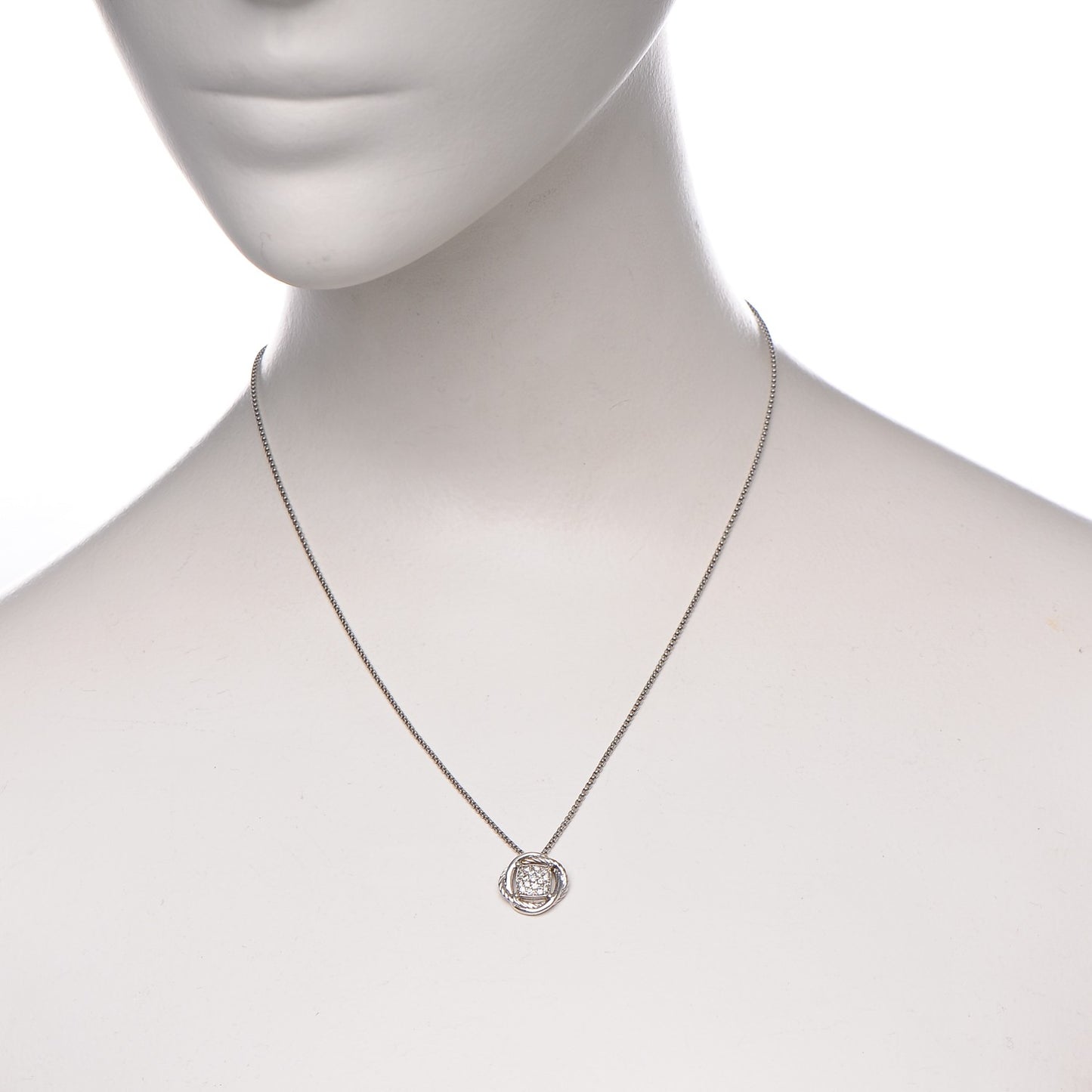 Sterling Silver Diamond 7mm Infinity Pendant Necklace