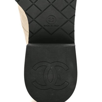 Chanel Pearly Calfskin Patent Calfskin Quilted Lace Up Boots 38.5 White Light Gray Black 7 of 16