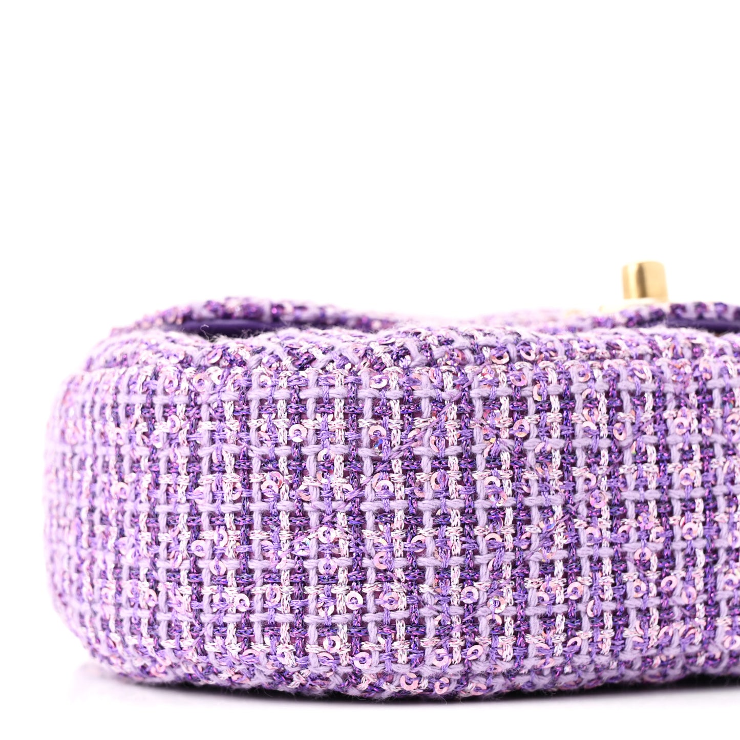 Tweed Sequin Quilted Baywatch Top Handle Flap Purple
