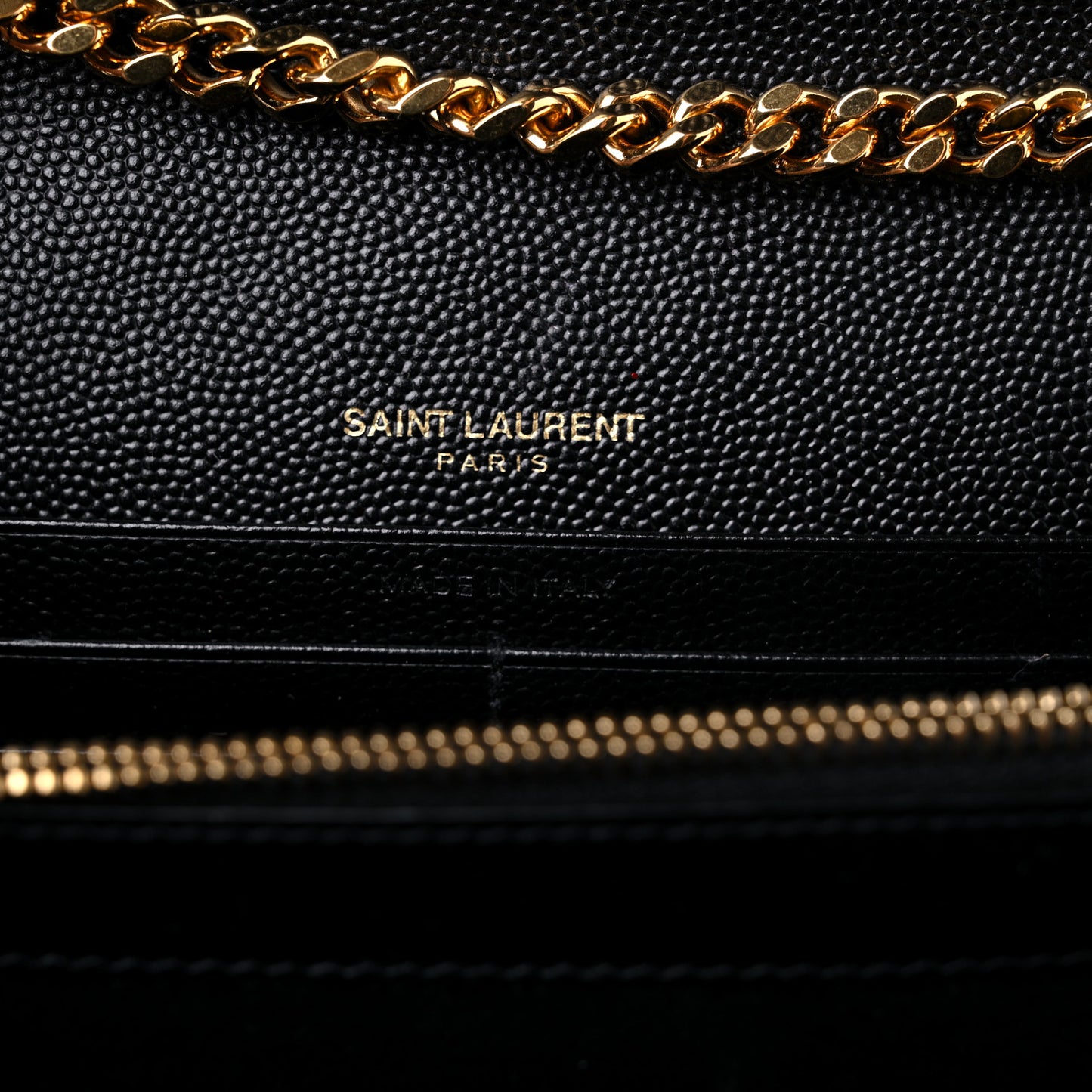 Grain De Poudre Matelasse Chevron Monogram Chain Wallet Black
