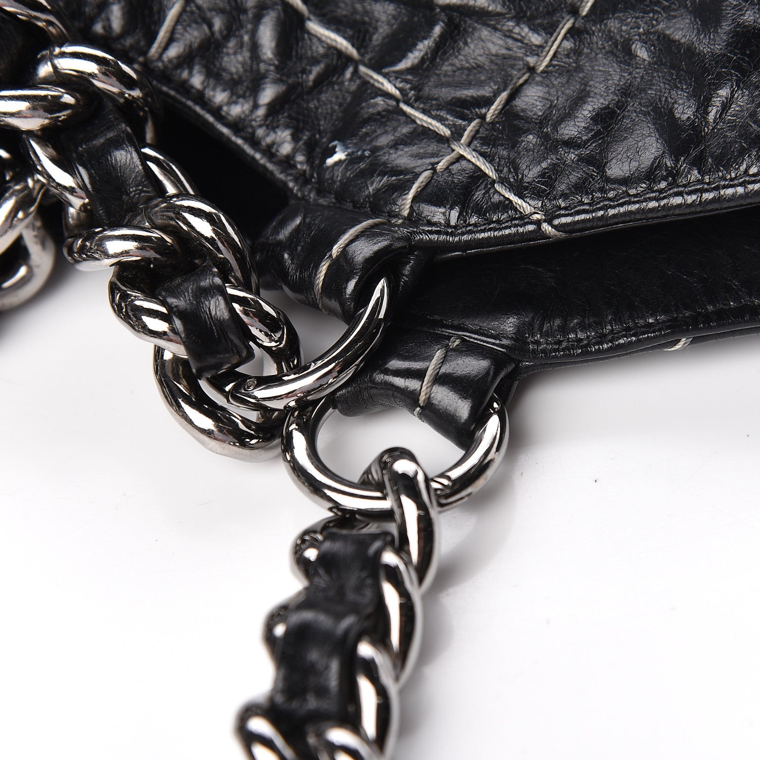 Chanel Glazed Goatskin Double Contrast Stitch Tote Black 9 of 13