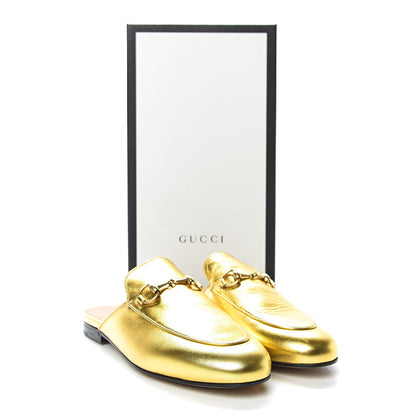 Gucci Metallic Nappa Womens Princetown Slippers 37 Gold 9 of 9