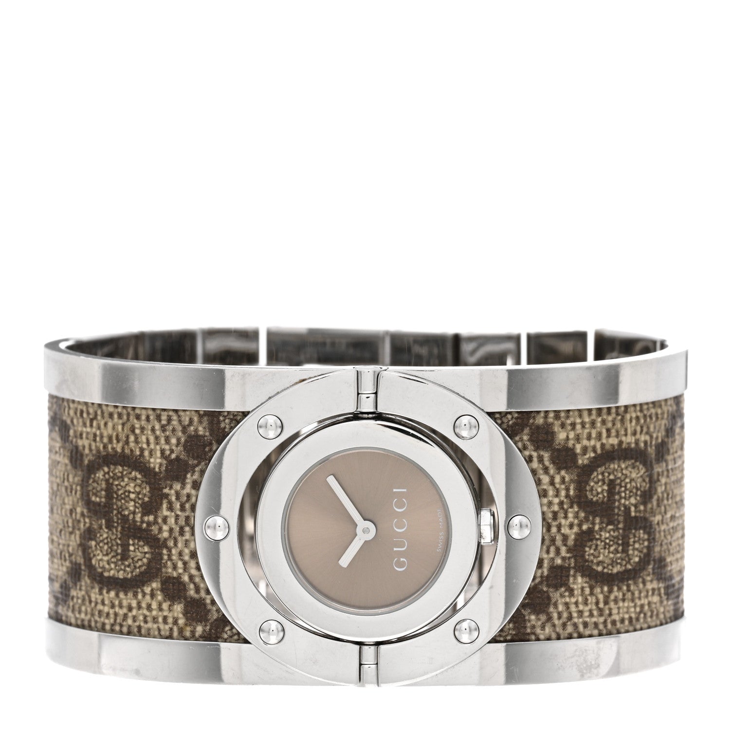 Gucci Stainless Steel Canvas 33mm Twirl Monogram Quartz Watch Brown 2 of 4