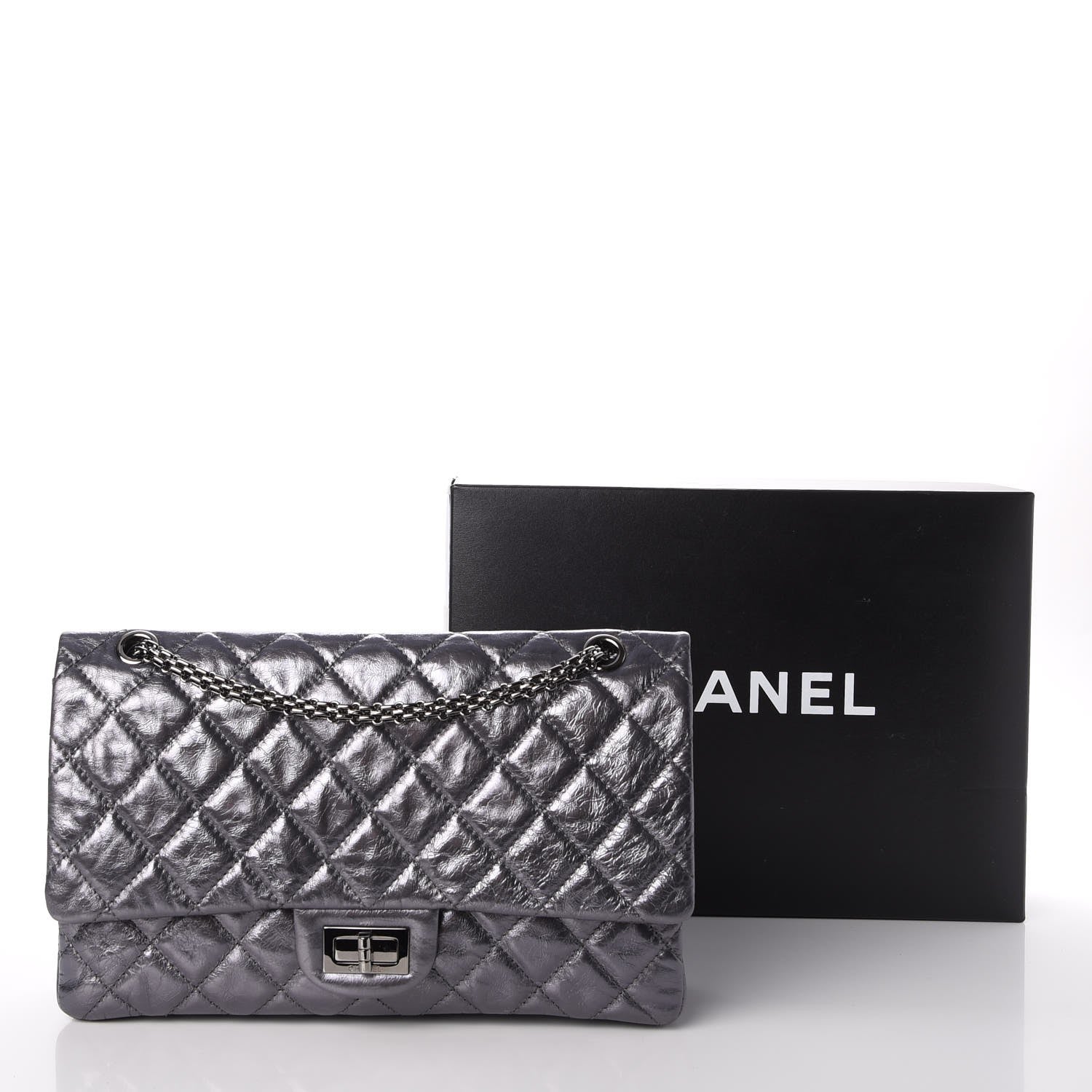 Chanel Metallic Aged Calfskin Quilted 2.55 Reissue 227 Flap Dark Silver 10 of 10