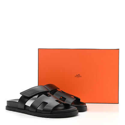 Hermes Calfskin Womens Chypre Sandals 37 Black 9 of 9