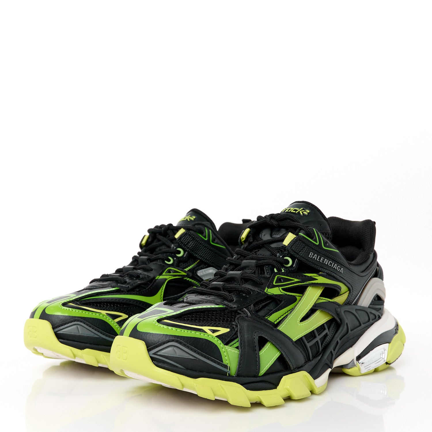 Balenciaga Rubber Mesh Tri-Color Clear Sole Mens Track.2 Open Sneakers 42 Black Yellow 3 of 9