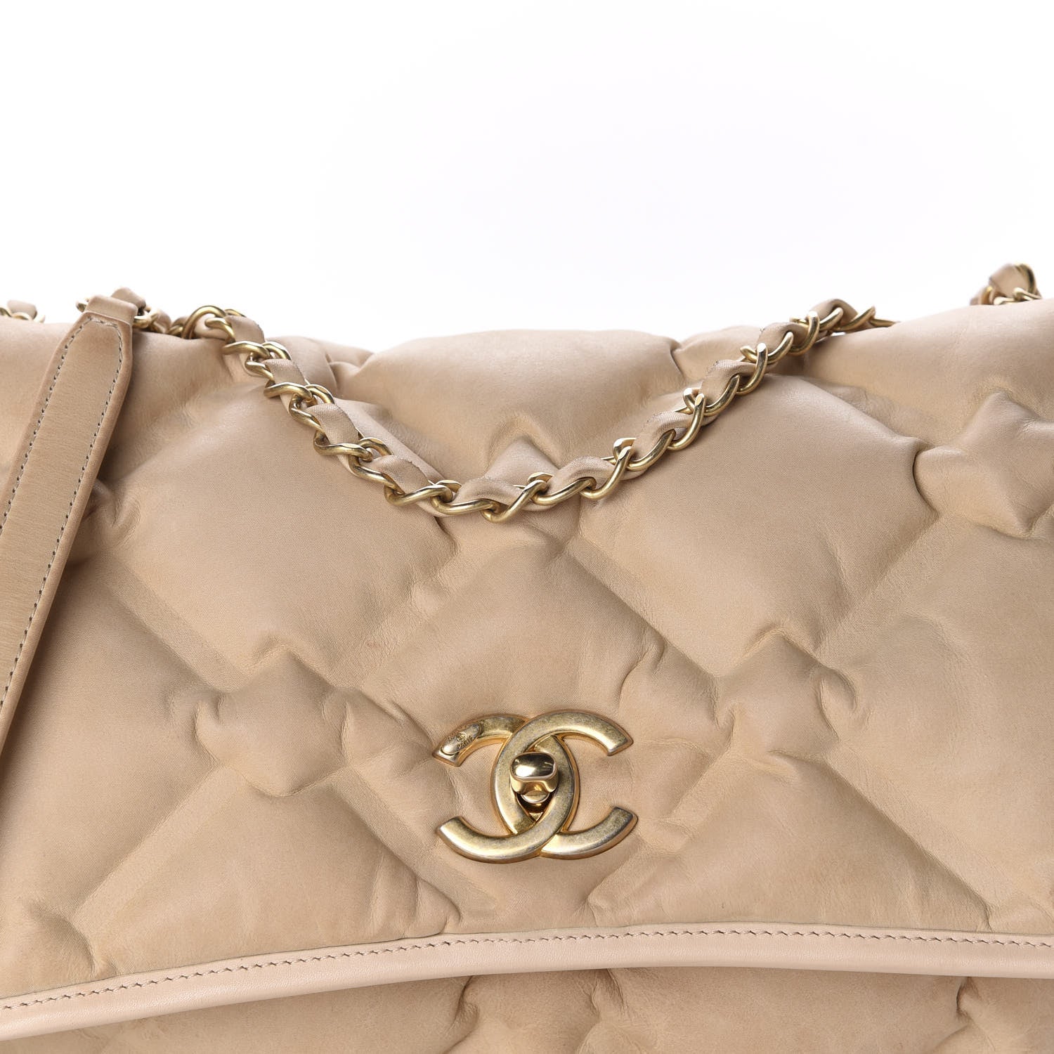 Chanel Iridescent Calfskin Quilted Small Chesterfield Flap Light Beige 11 of 17