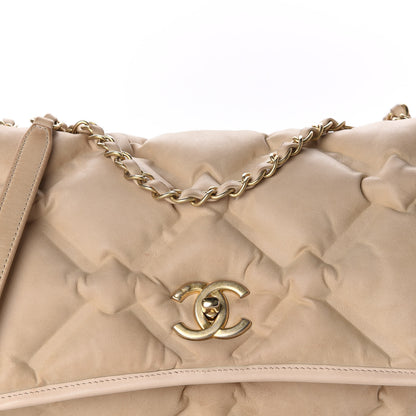 Chanel Iridescent Calfskin Quilted Small Chesterfield Flap Light Beige 11 of 17