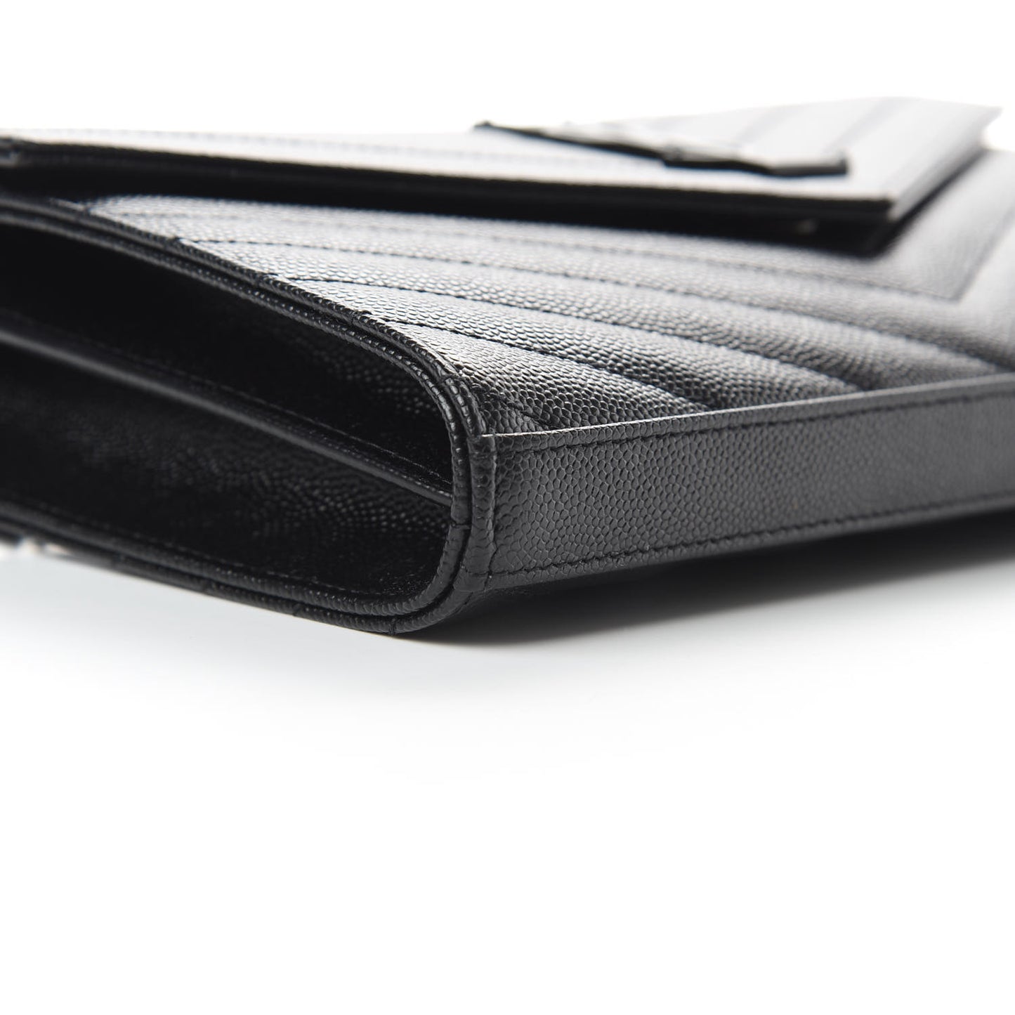 Grain De Poudre Matelasse Chevron Monogram Chain Wallet Black