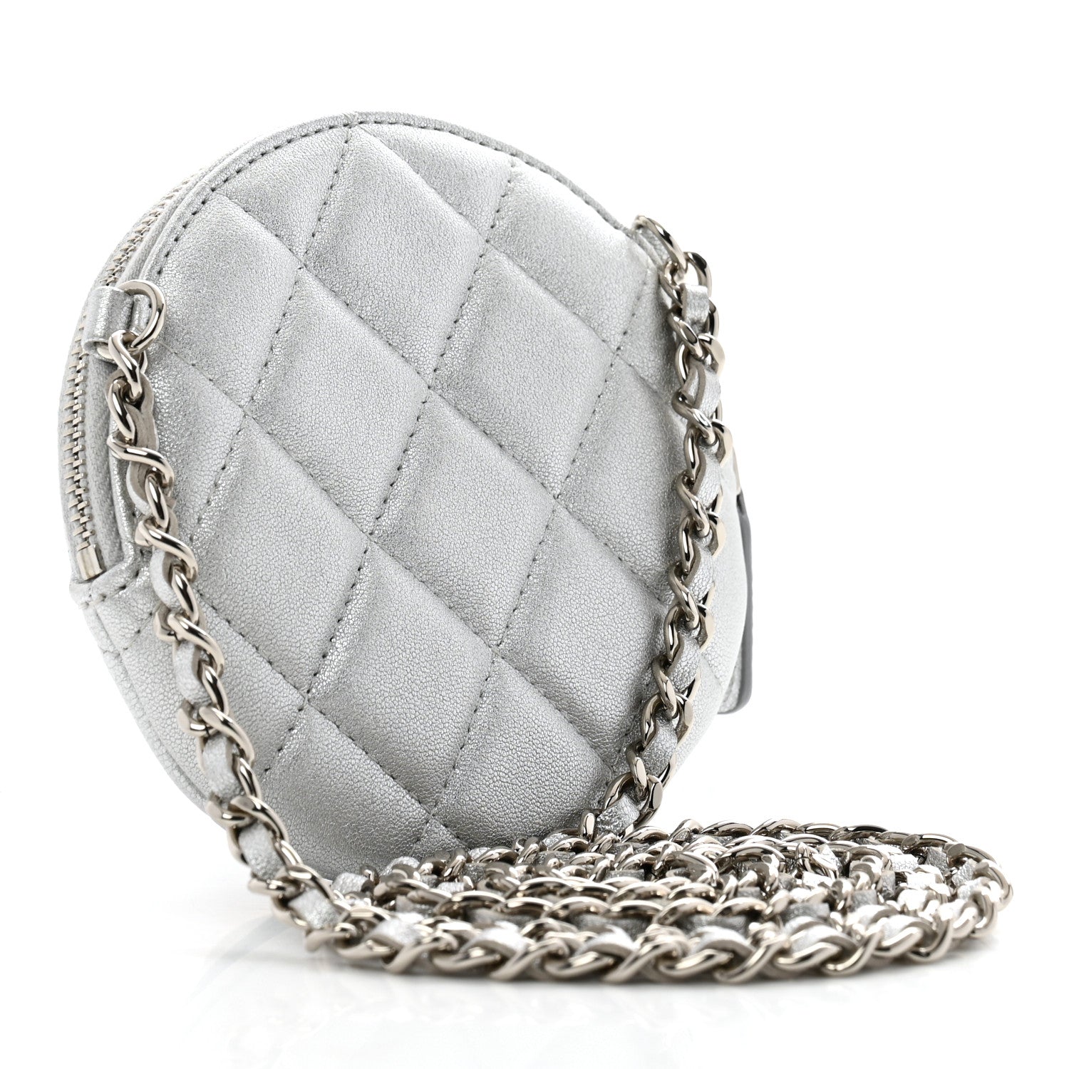 Chanel Metallic Lambskin Mini Camellia Bouquet Clutch With Chain Silver 3 of 11