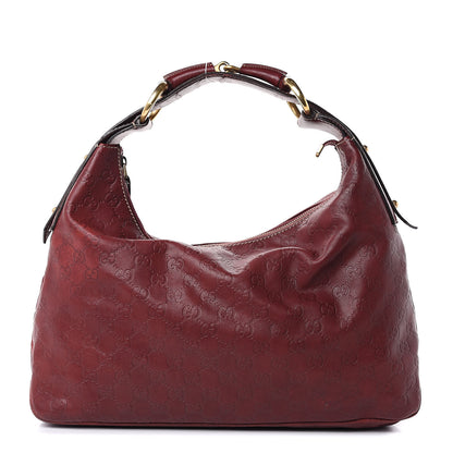 Gucci Guccissima Medium Horsebit Chain Hobo Red 1 of 15