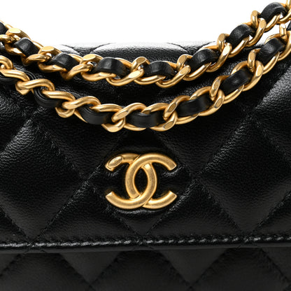 Chanel Lambskin Quilted Maxi Pearl Clutch With Chain Black 9 of 12