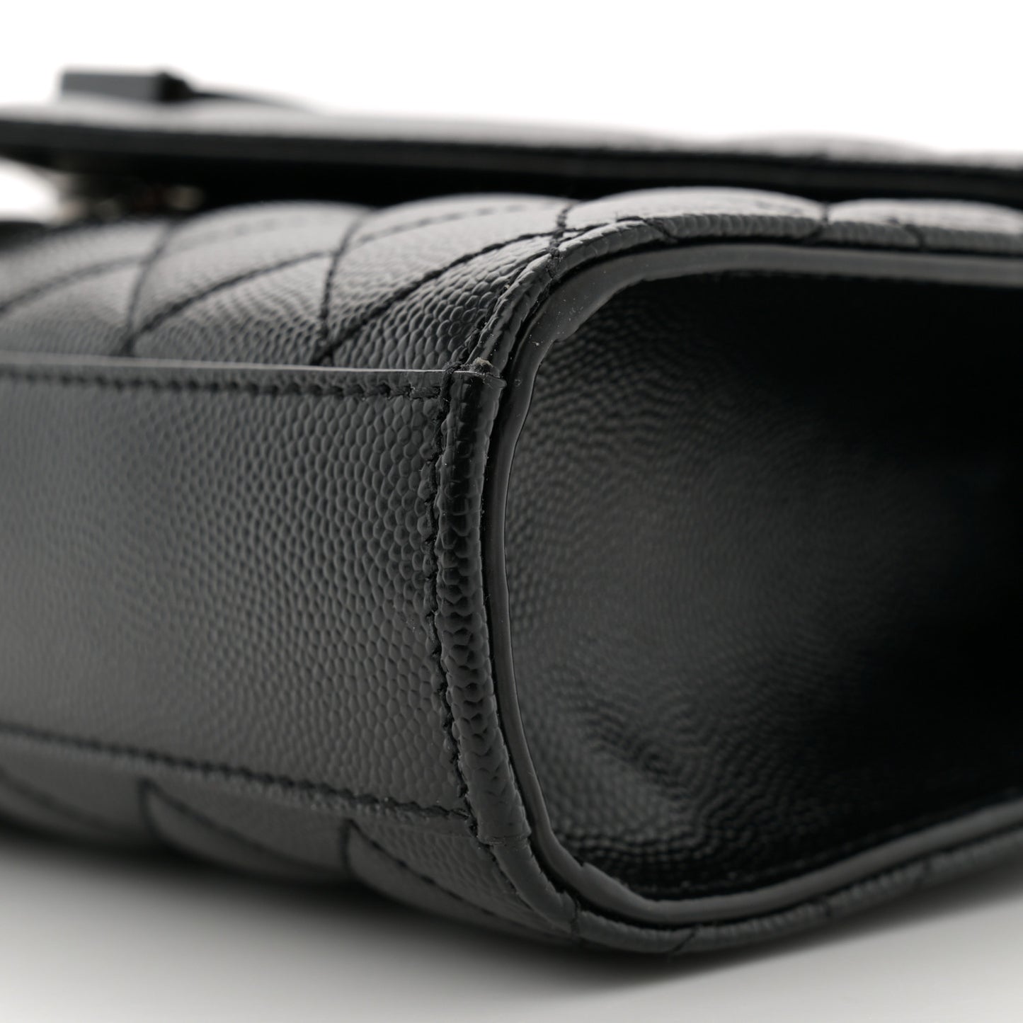 Grain De Poudre Textured Mixed Matelasse Triquilt Small Monogram Monochrome Satchel Black