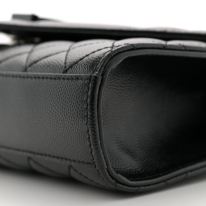 Saint Laurent Grain De Poudre Textured Mixed Matelasse Triquilt Small Monogram Monochrome Satchel Black 10 of 10