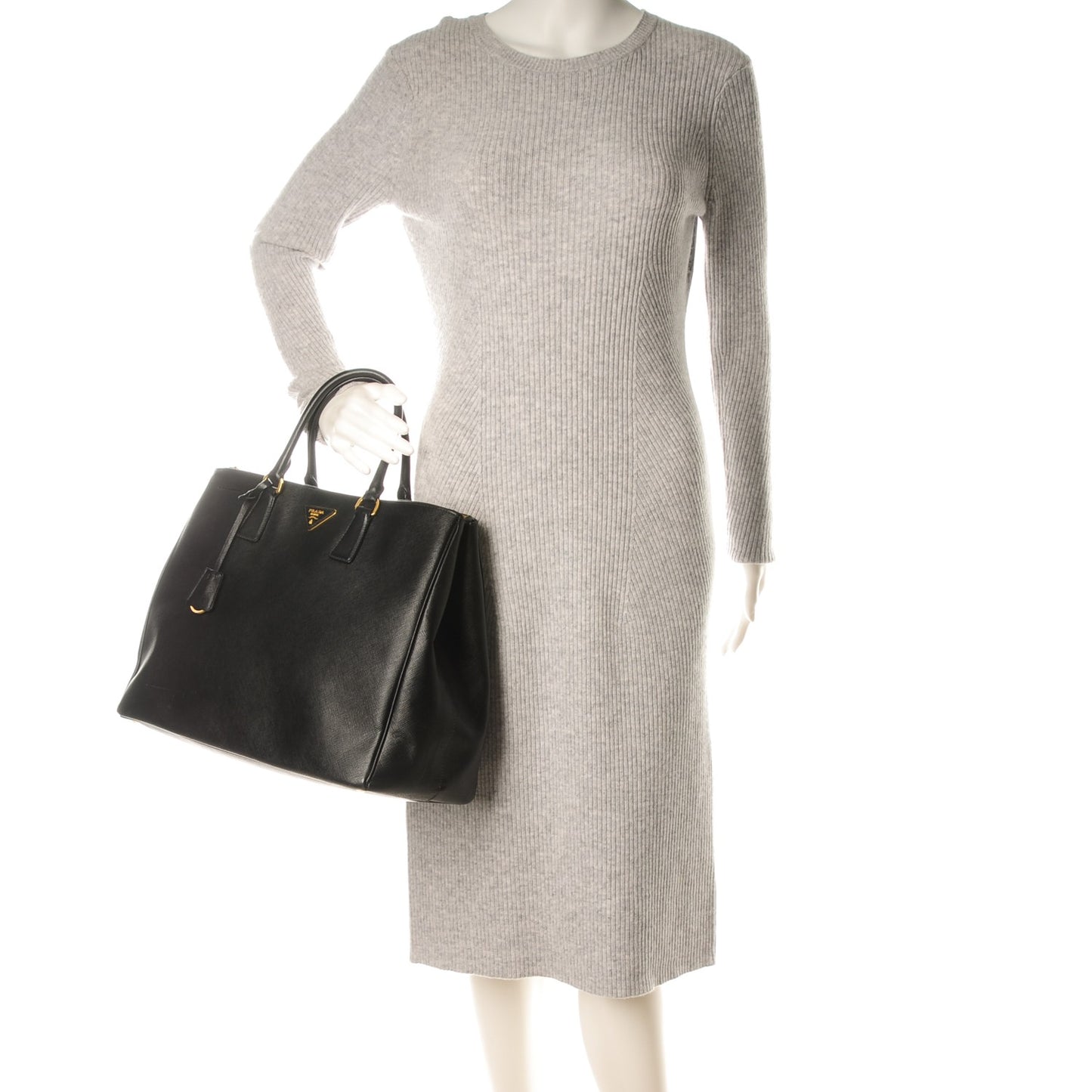 Saffiano Lux Extra Large Galleria Double Zip Tote Black
