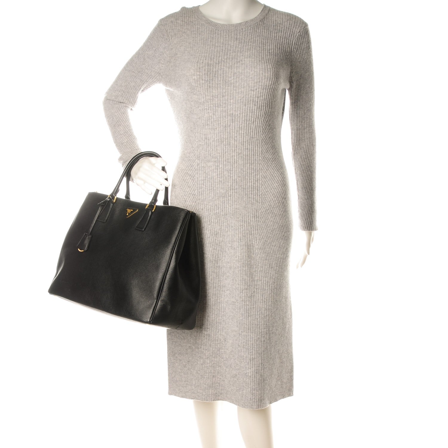 Prada Saffiano Lux Extra Large Galleria Double Zip Tote Black 2 of 9